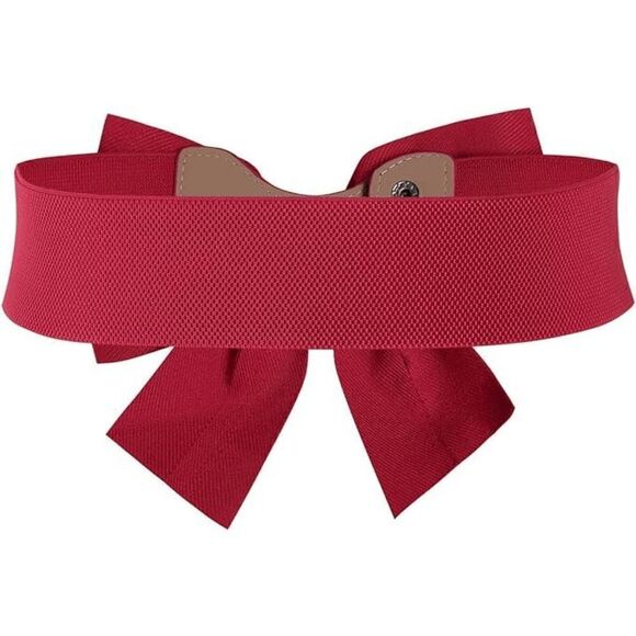🎀 Red Bow Decor Elastic Stretchy Wide Corset Belt SIZE L-XL NEW - Picture 3 of 16
